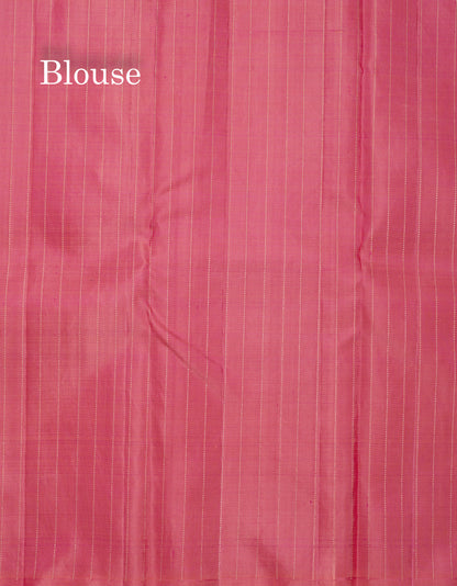 Dual Tone Pinkish Peach Fancy Pure Kanjivaram Silk Saree With Blouse