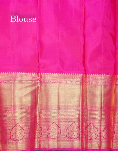 Beautiful Pista Green Bridal Pure Kanjivaram Silk Saree With Contrast Pink Traditional Evening Morning Border