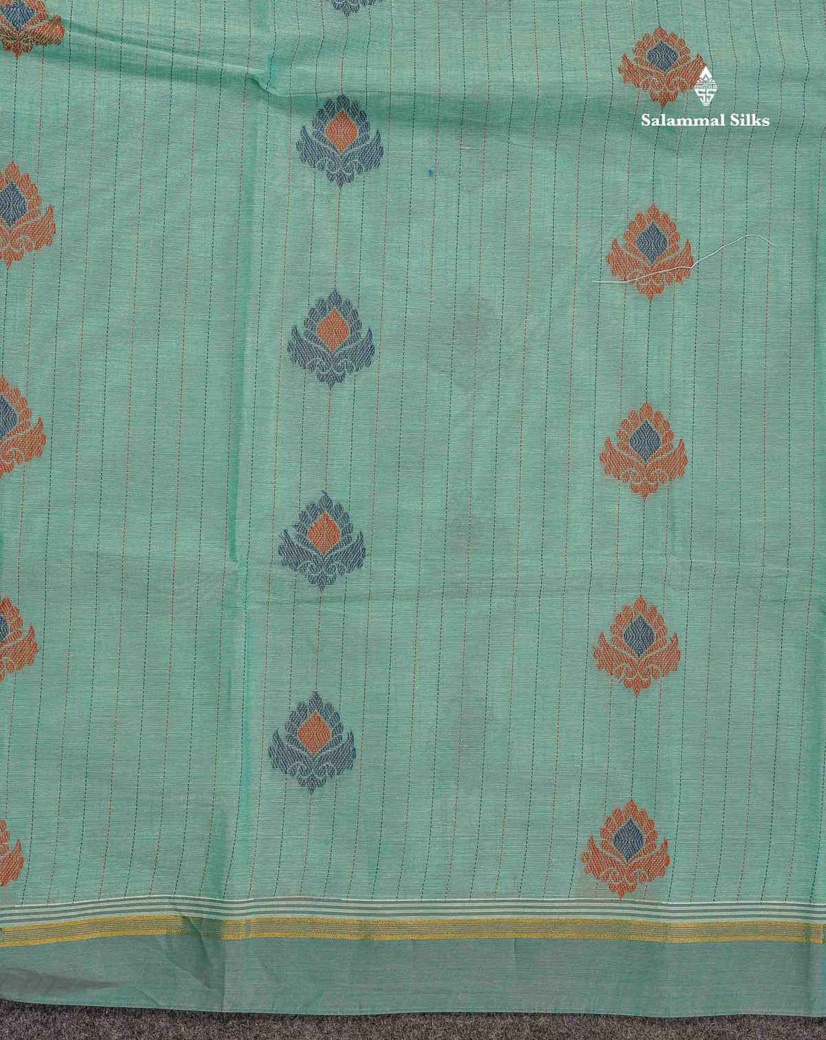Pure Cotton Saree - Sea green Colour Body Thread Work Butta With Blouse