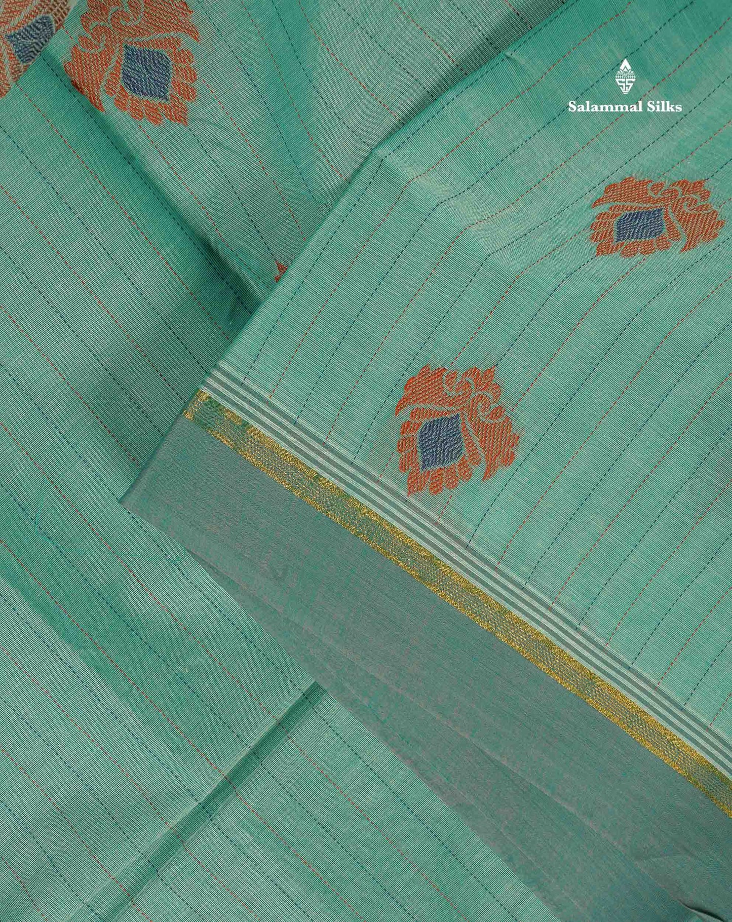 Pure Cotton Saree - Sea green Colour Body Thread Work Butta With Blouse