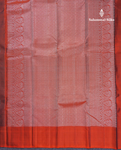 Beautiful Black Fancy Pure Kanjivaram Silk Saree With Contrast Rust Orange Plain Border