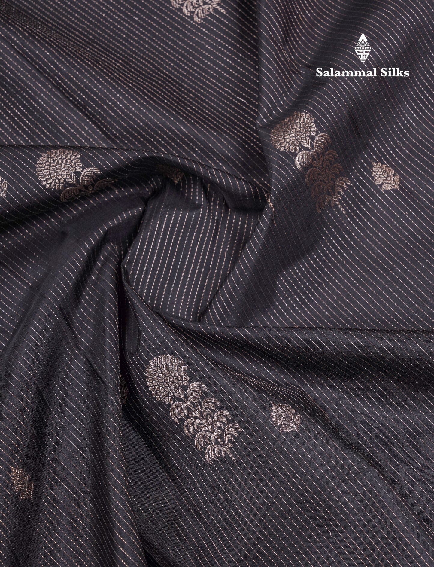 Beautiful Black Fancy Pure Kanjivaram Silk Saree With Contrast Rust Orange Plain Border