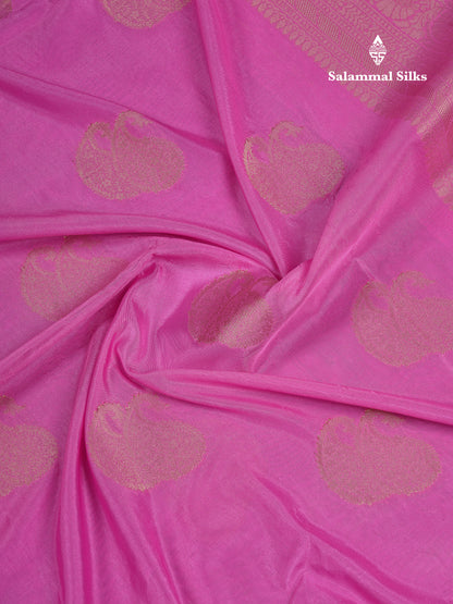 Beautiful Light Pink Semi Georgette Saree With Fancy Border