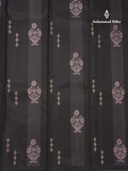 Black Fancy Pure Kanjivaram Silk Saree With Contrast Manthulir Yellow Blouse
