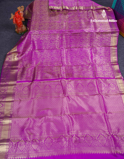 Beautiful Vadamalli Bridal Pure Kanjivaram Silk Saree With Traditional Evening Morning Border