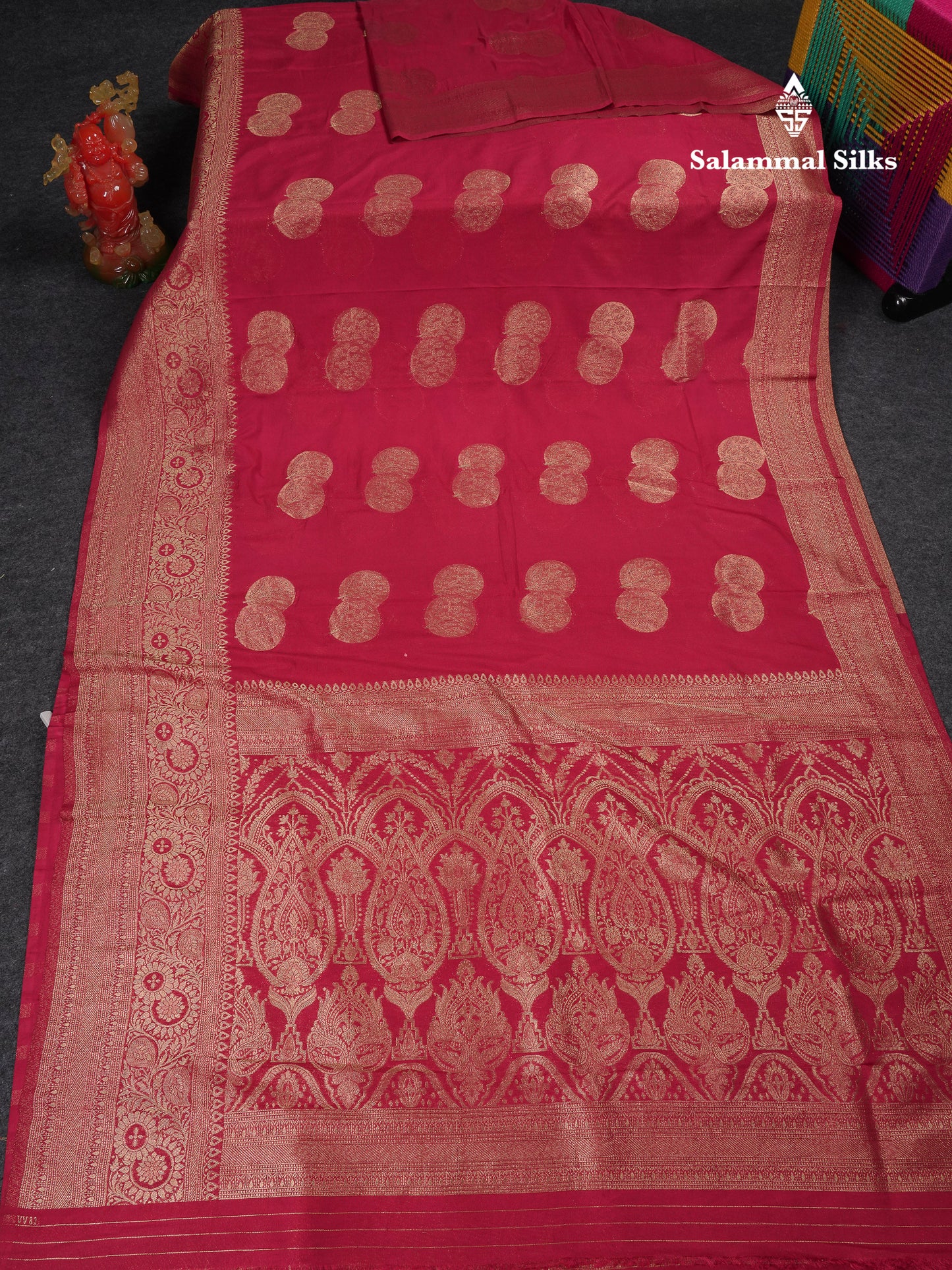 Beautiful Maroon Semi Georgette Saree With Fancy Border