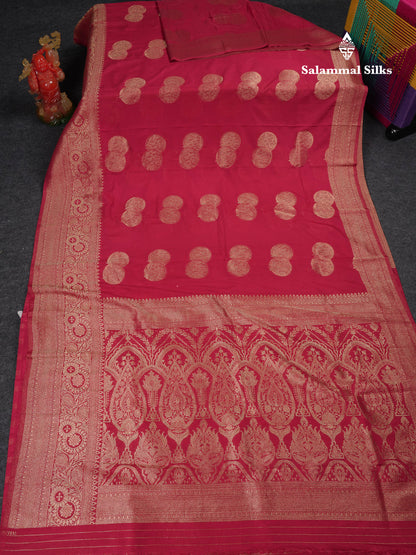 Beautiful Maroon Semi Georgette Saree With Fancy Border