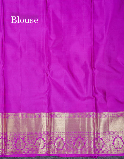Beautiful Vadamalli Bridal Pure Kanjivaram Silk Saree With Traditional Evening Morning Border