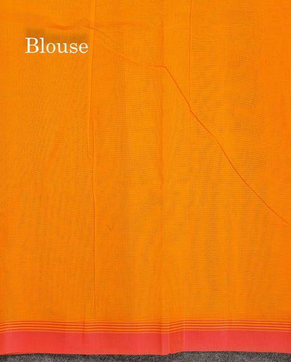 Pure Cotton Saree - Yellow Colour Body Thread Work Butta With Contrast Coral pink Fancy border