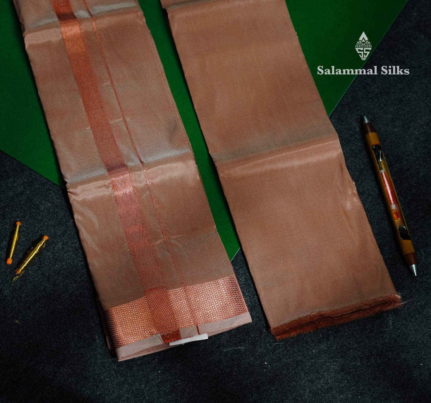 Light Copper Asha Mix Dhoti (8x4) & Shirt (2.50M) with Copper Zari Border