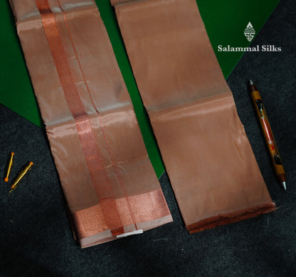 Light Copper Asha Mix Dhoti (8x4) & Shirt (2.50M) with Copper Zari Border