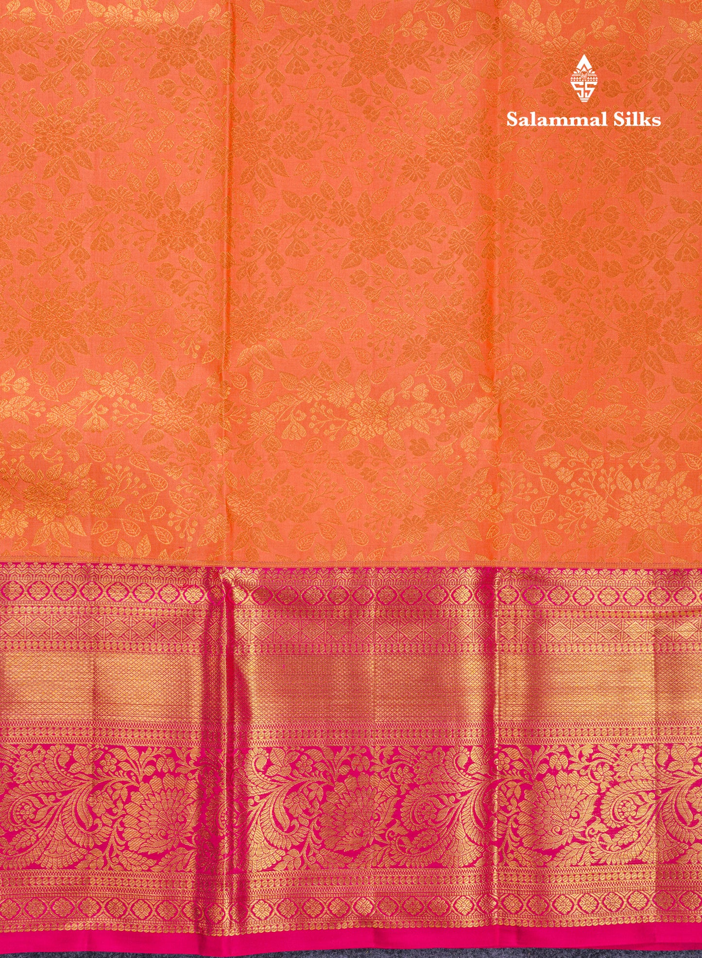 Beautiful Orange Bridal Pure Kanjivaram Silk Saree With Contrast Pink Traditional Evening Morning Border