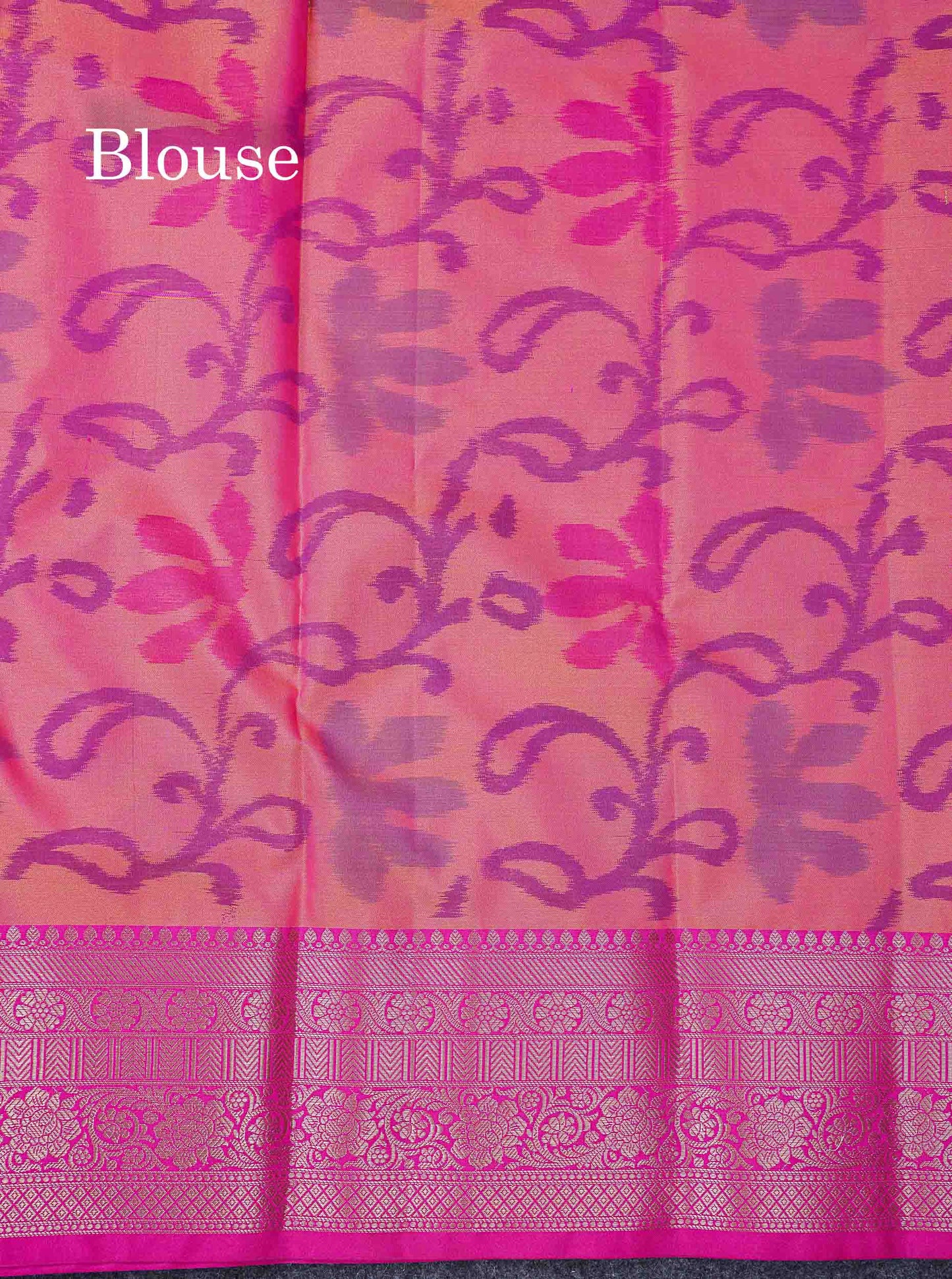 Beautiful Dual Tone Pink Pochampalli Design Semi Silk Saree With Contrast Magenta Pink Traditional Border