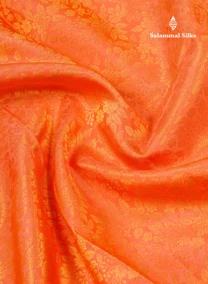 Beautiful Orange Bridal Pure Kanjivaram Silk Saree With Contrast Pink Traditional Evening Morning Border