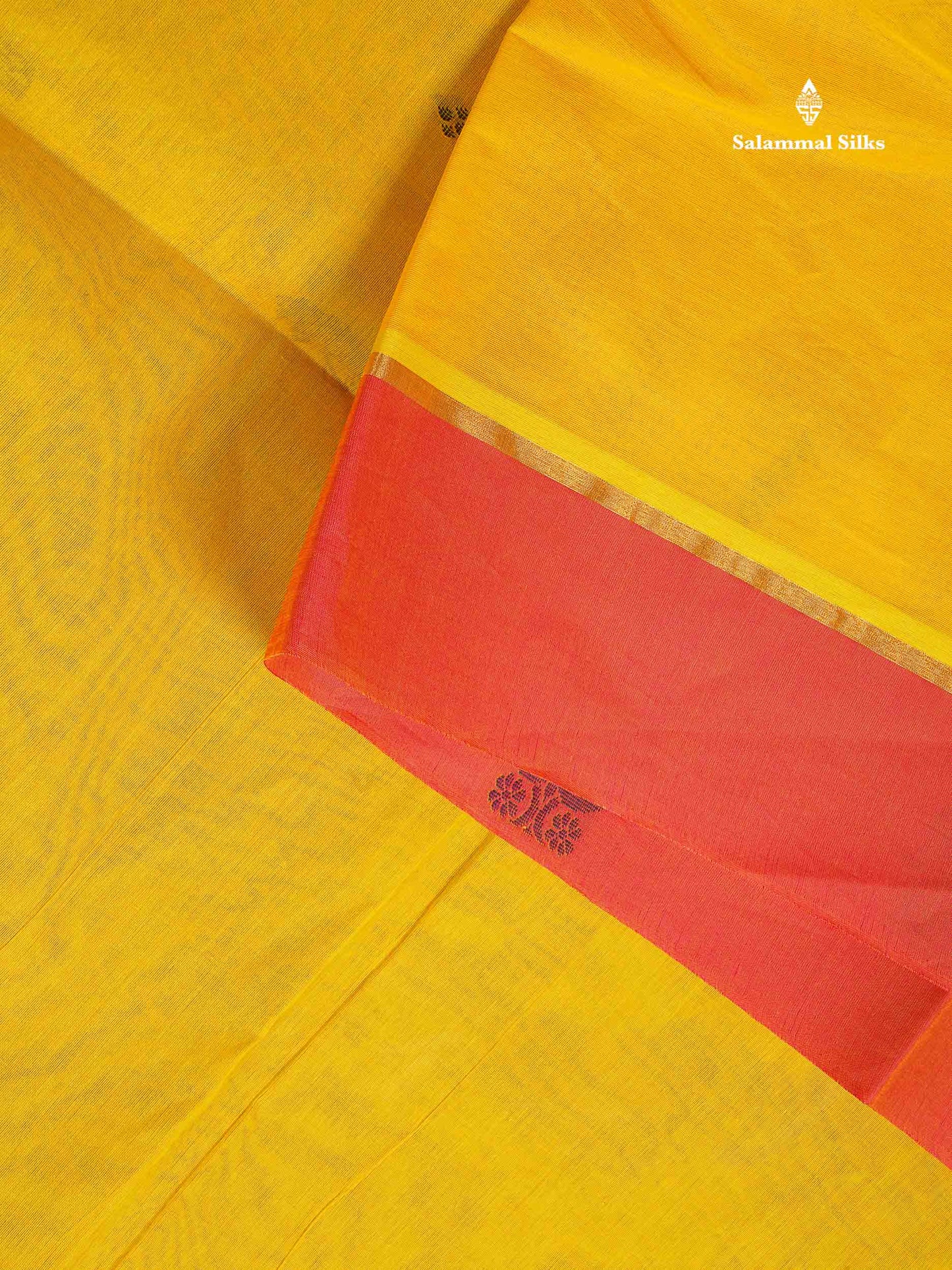 Pure Cotton Saree - Yellow Colour Body Thread Butta With Dual Tone Pink Border