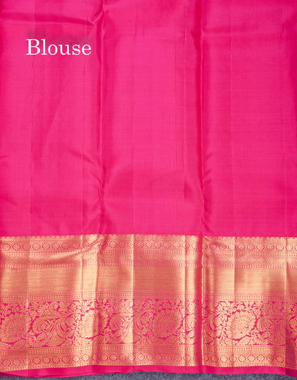 Beautiful Orange Bridal Pure Kanjivaram Silk Saree With Contrast Pink Traditional Evening Morning Border