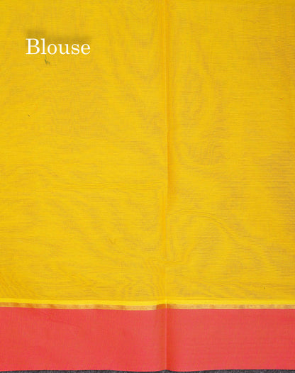 Pure Cotton Saree - Yellow Colour Body Thread Butta With Dual Tone Pink Border