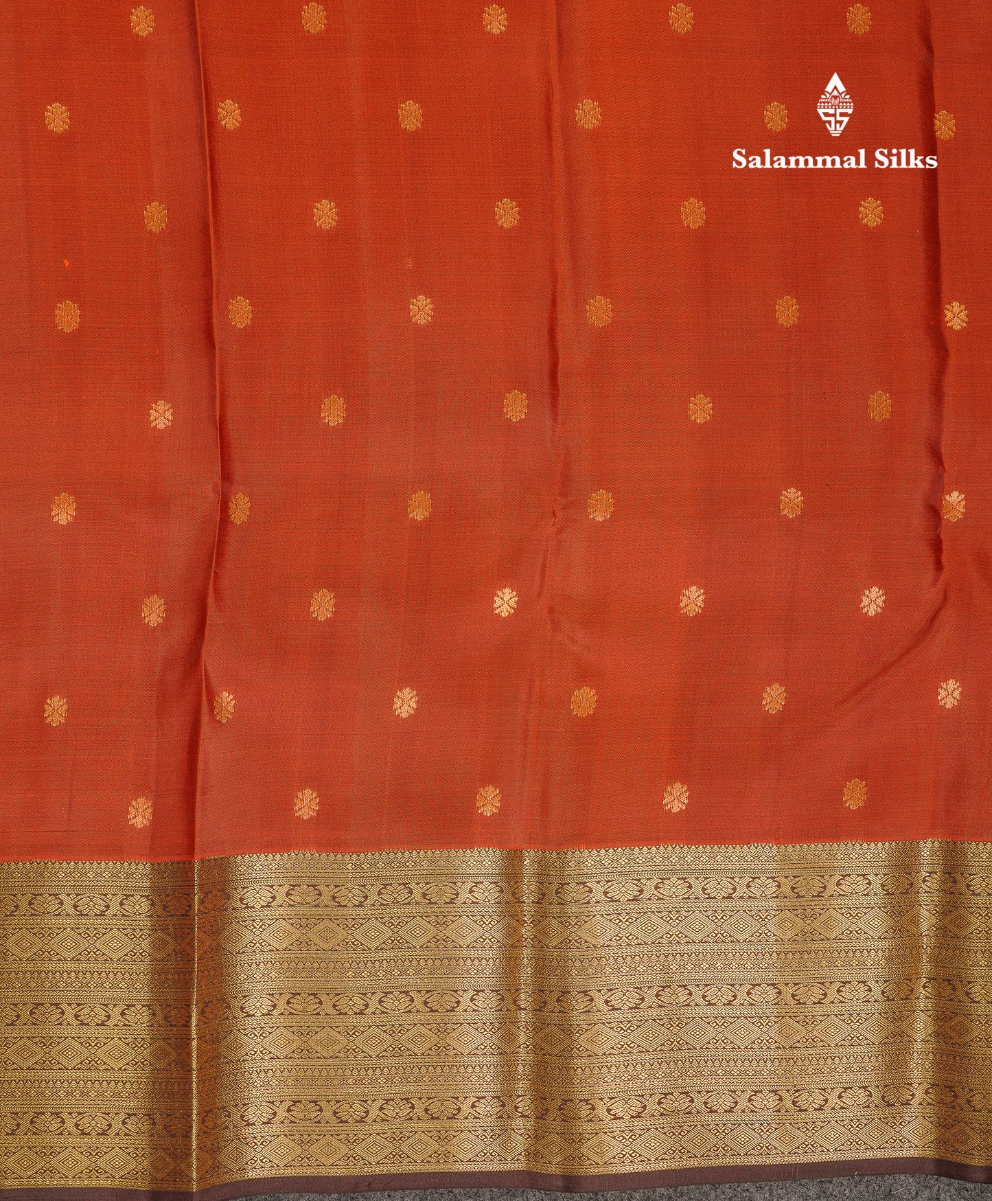 Beautiful Rust Orange Puremix Silk Saree With Contrast Brown Traditional Border