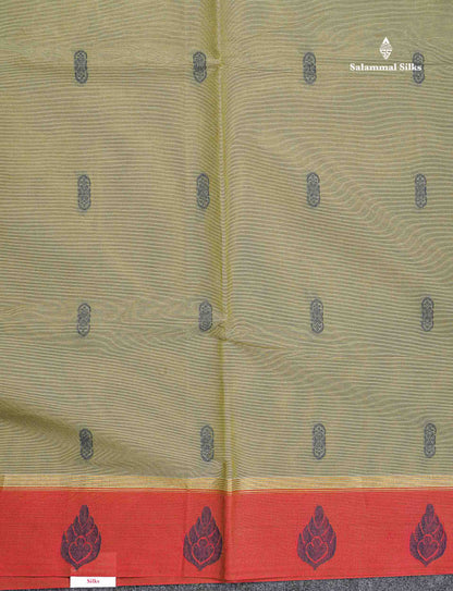 Pure Cotton Saree - Dual Tone Pink Colour Body Thread Work Butta With Brown Border