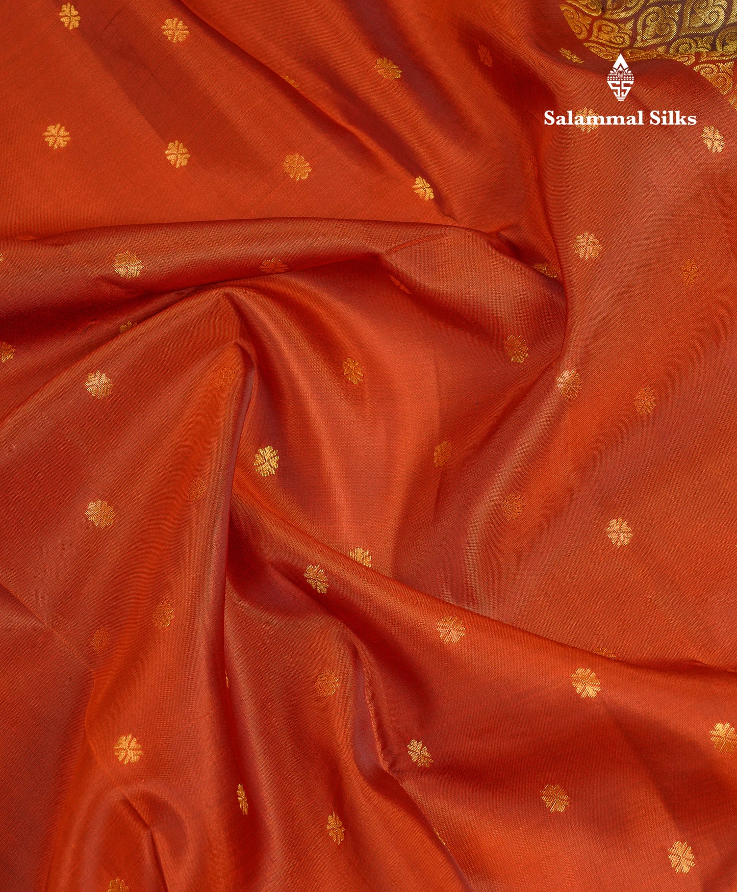 Beautiful Rust Orange Puremix Silk Saree With Contrast Brown Traditional Border