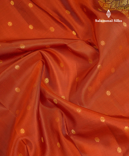 Beautiful Rust Orange Puremix Silk Saree With Contrast Brown Traditional Border