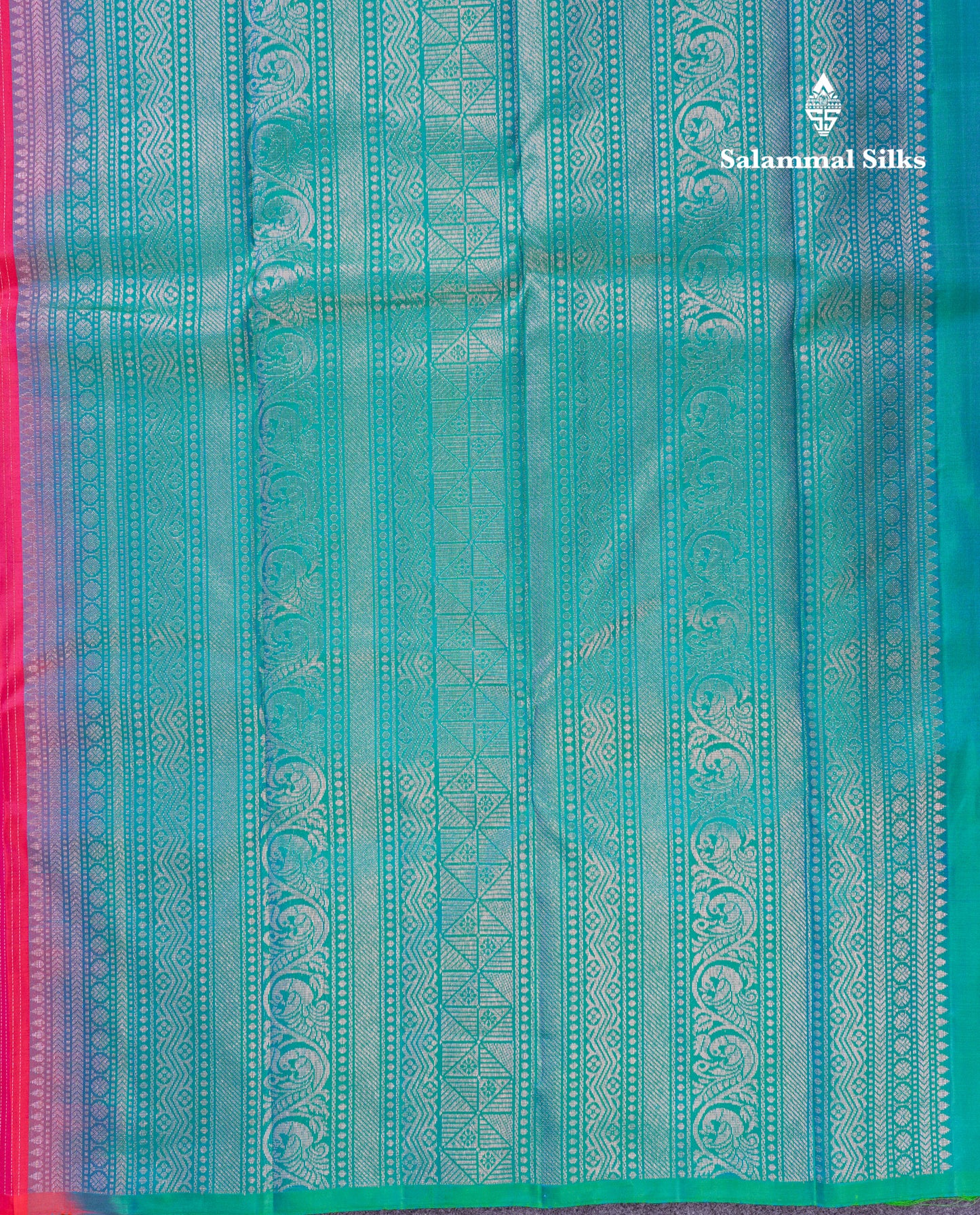 Beautiful Pink Fancy Pure Kanjivaram Silk Saree With Contrast Sapphire Green Blouse