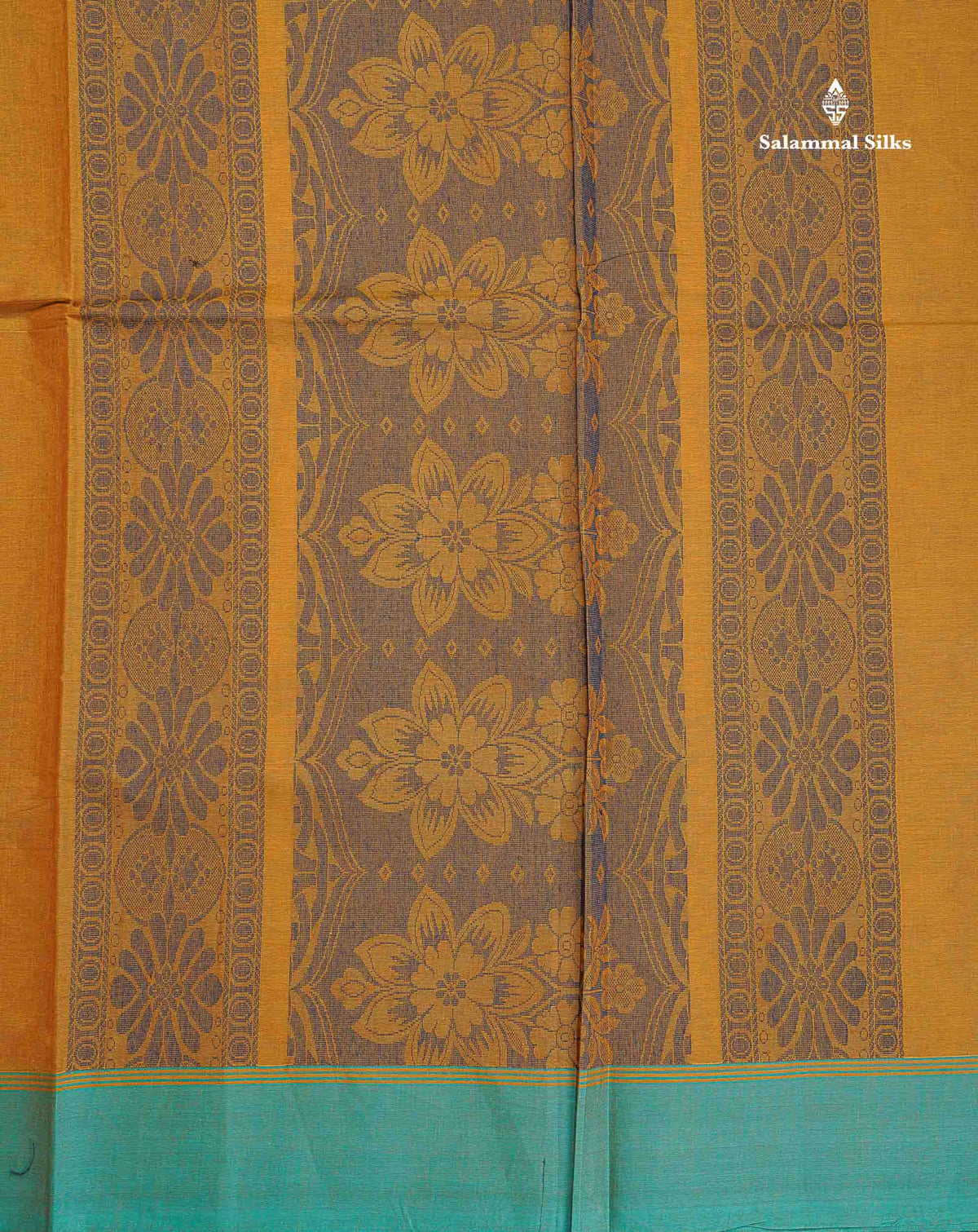 Pure Cotton Saree - Mehandi Green Colour Body Thread Butta With Sea Green Border