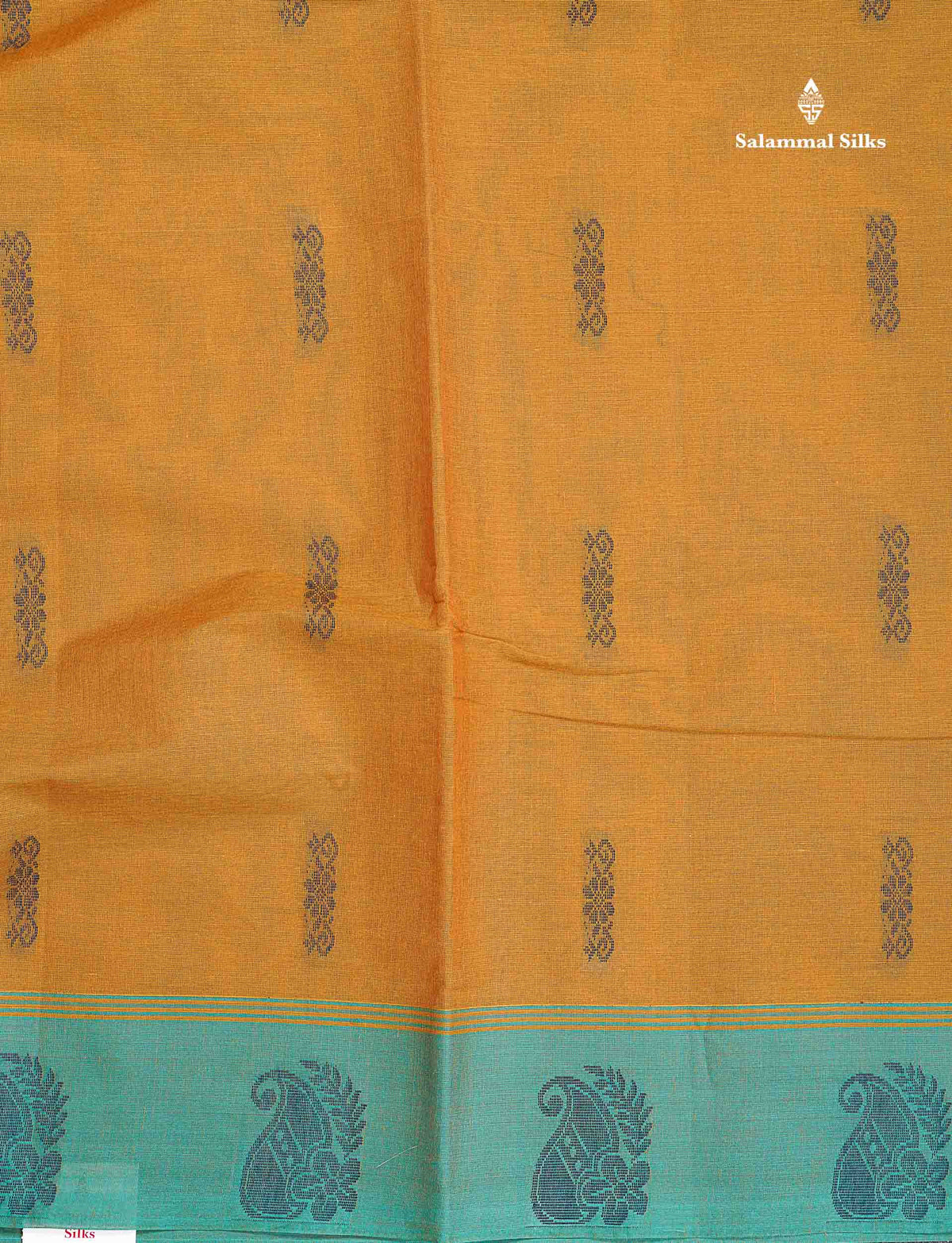 Pure Cotton Saree - Mehandi Green Colour Body Thread Butta With Sea Green Border