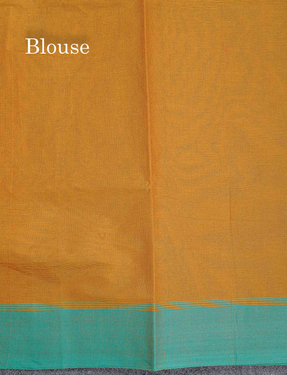 Pure Cotton Saree - Mehandi Green Colour Body Thread Butta With Sea Green Border