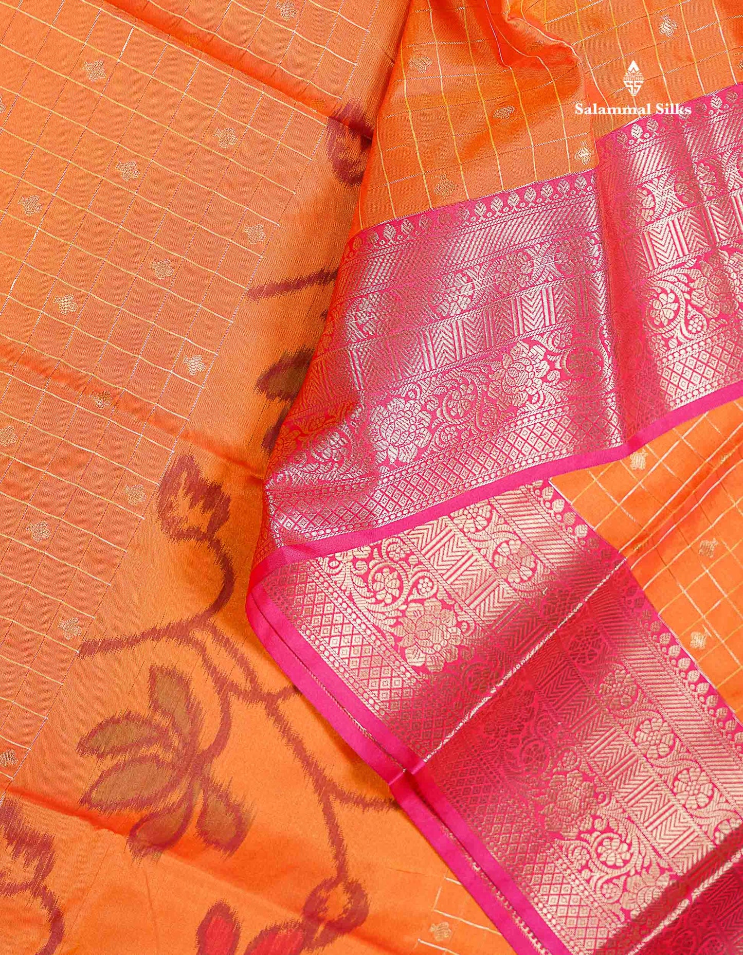 Beautiful Dual Tone Pink Pochampalli Design Semi Silk Saree With Contrast Magenta Pink Traditional Border