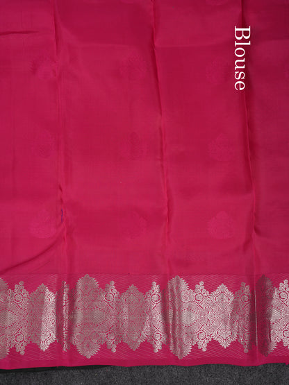 Beautiful Dual Tone Navy Blue Puremix Silk Saree With Contrast Sapphire Green Blouse