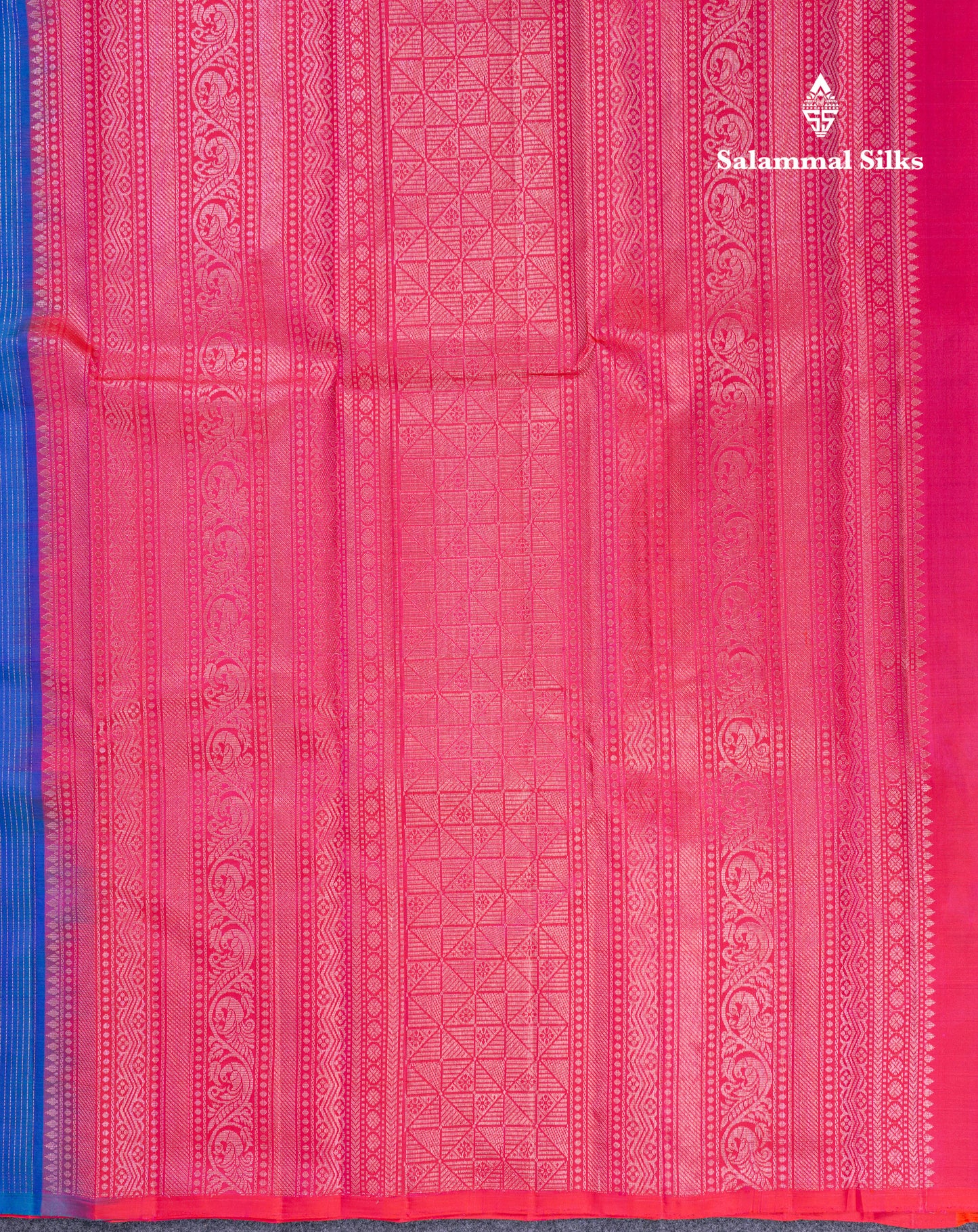 Beautiful Pink Fancy Pure Kanjivaram Silk Saree With Contrast Sapphire Green Blouse