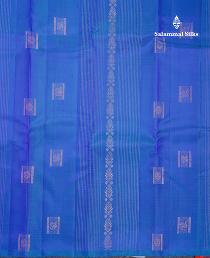 Beautiful Pink Fancy Pure Kanjivaram Silk Saree With Contrast Sapphire Green Blouse