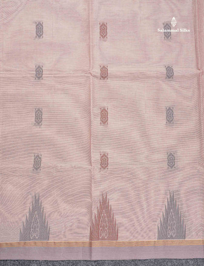 Pure Cotton Saree - Cream Yellow Colour Body Thread Work Butta With Temple Border