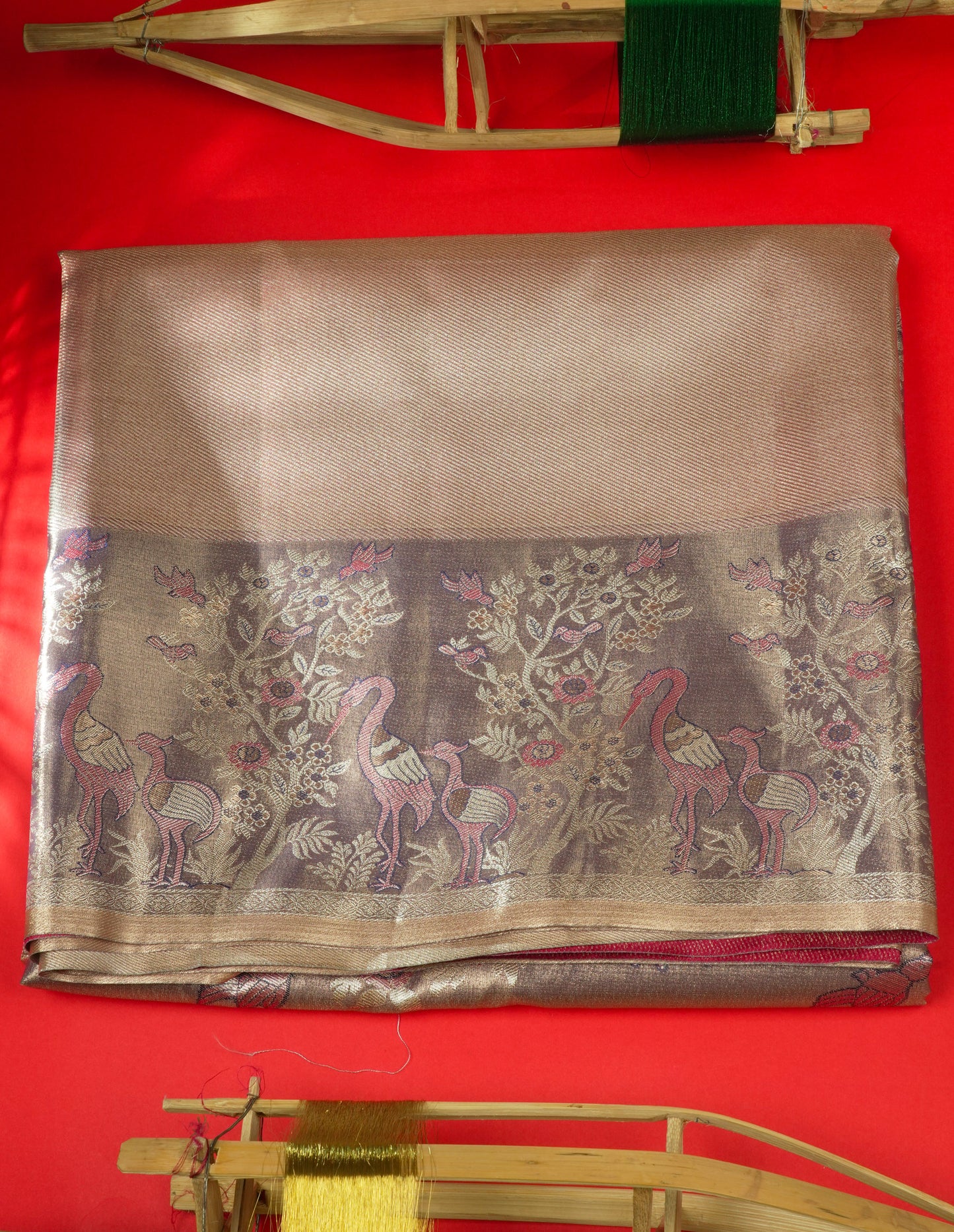 Light Pink Bridal Semi Silk Saree With Contrast Peach Evening Morning Border