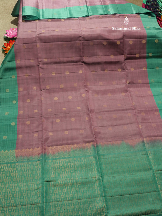 Kanjivaram Beautiful Onion Pink Pure Soft Silk Saree With Contrast Fancy Sea Blue Border
