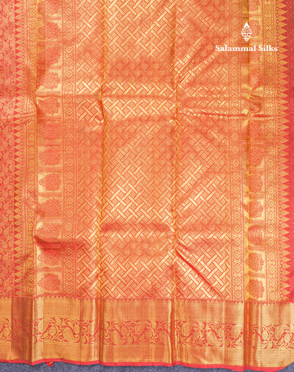 Beautiful Reddish Maroon Bridal Pure Kanjivaram Silk Saree With Traditional Border
