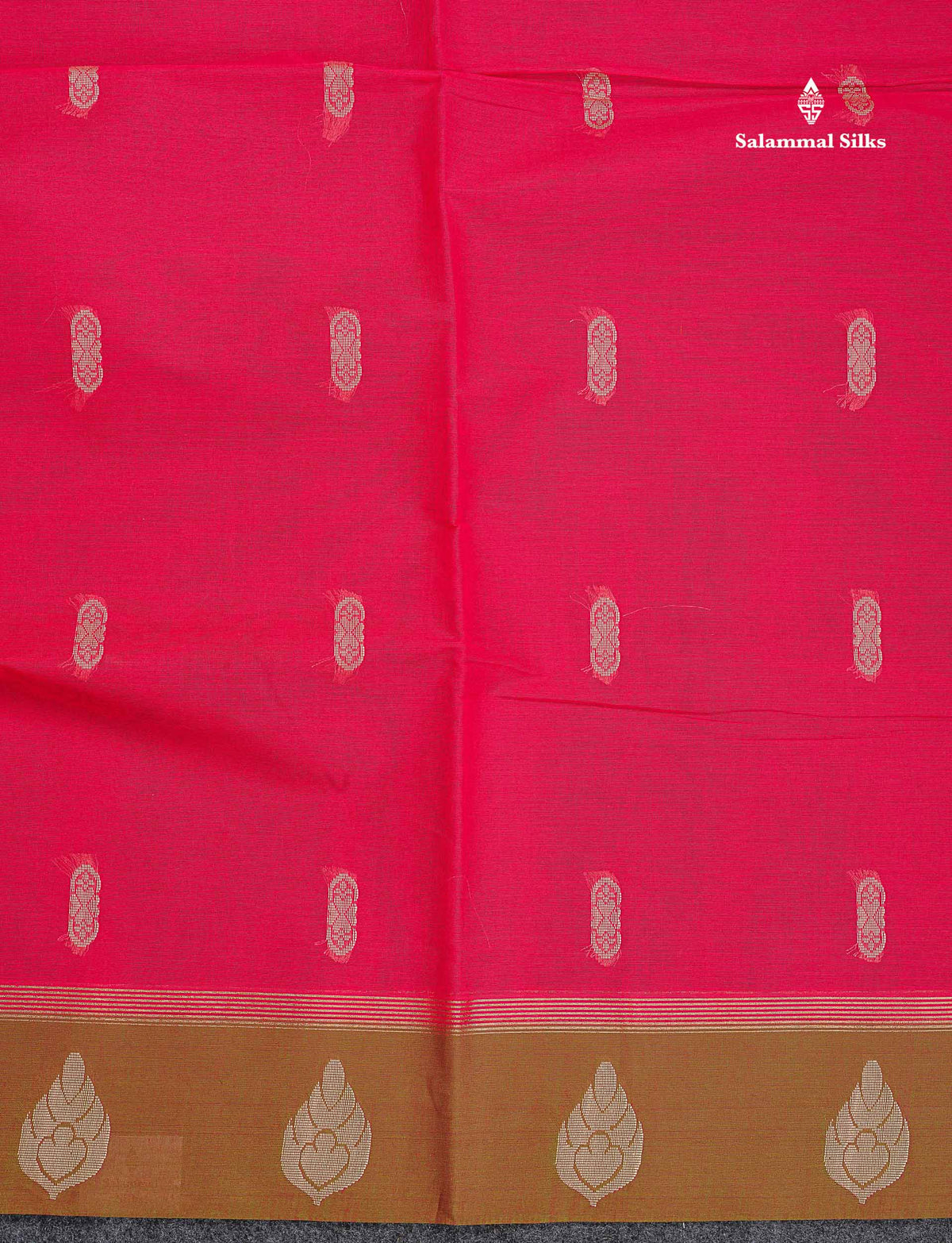 Pure Cotton Saree - Dual Tone Pink Colour Body Thread Work Butta With Brown Border