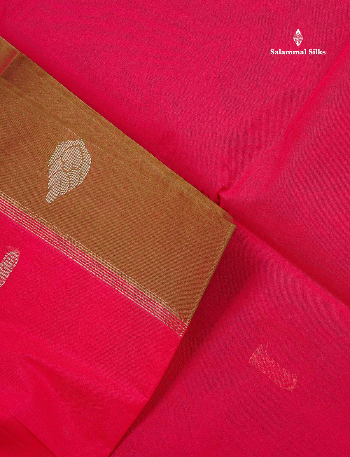 Pure Cotton Saree - Dual Tone Pink Colour Body Thread Work Butta With Brown Border