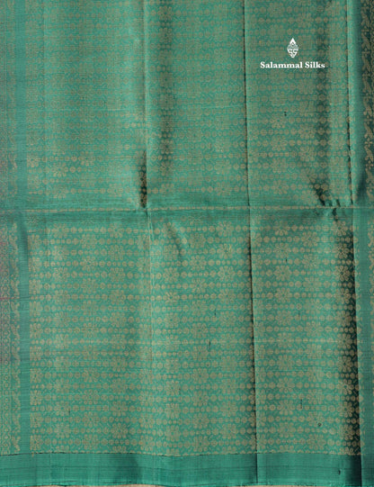 Kanjivaram Beautiful Onion Pink Pure Soft Silk Saree With Contrast Fancy Sea Blue Border