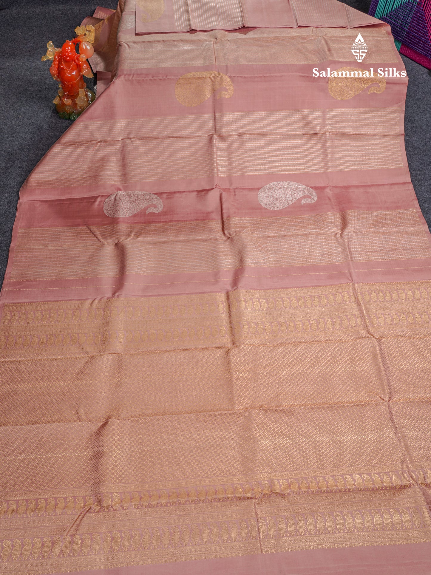 Light Chocolate Pure Kanjivaram Silk Saree With Running Blouse
