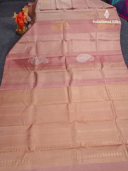 Light Chocolate Pure Kanjivaram Silk Saree With Running Blouse