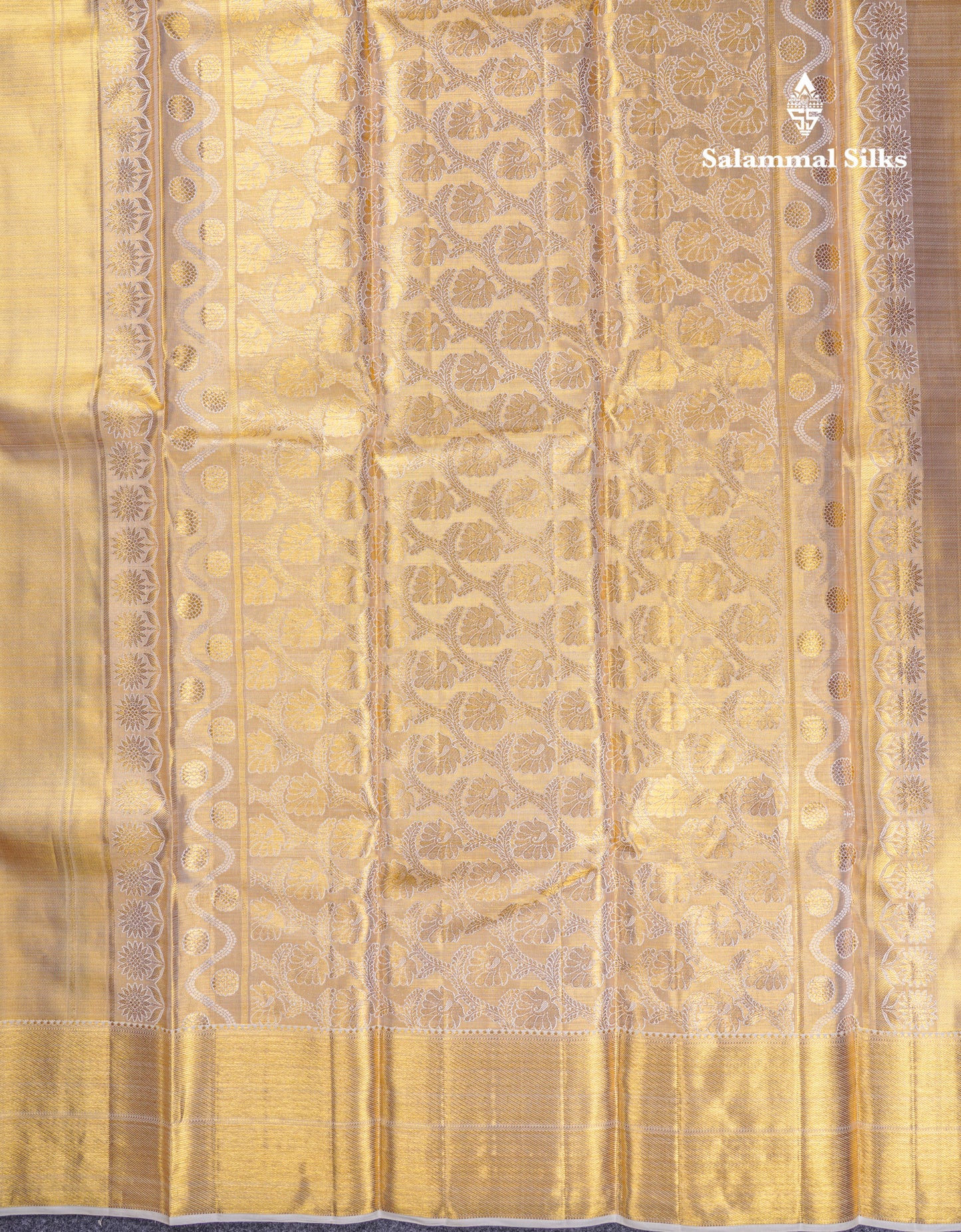 Beautiful Gold Tissue Plain Bridal Pure Kanjivaram Silk Saree With Traditional Border