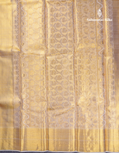 Beautiful Gold Tissue Plain Bridal Pure Kanjivaram Silk Saree With Traditional Border