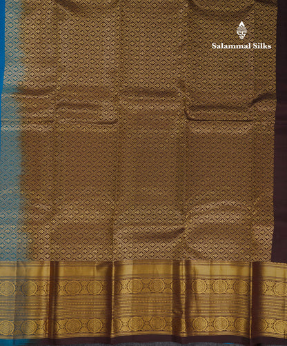 Beautiful Blue Puremix Silk Saree With Contrast Dark Brown Blouse