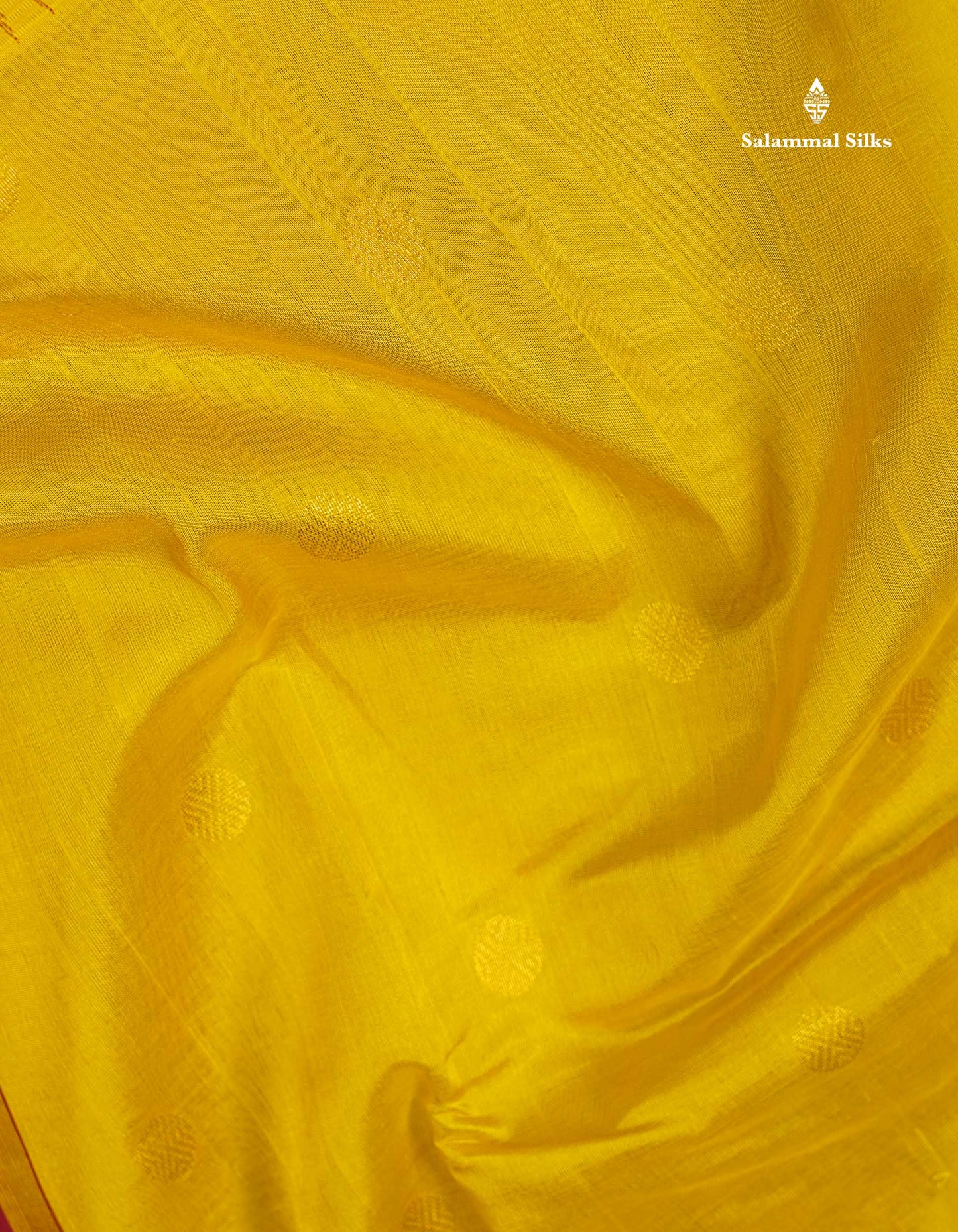 Beautiful Lemon Yellow Zari Butta Pure Silk Cotton Saree With Contrast Maroon Traditional Rettapet Evening Morning Border