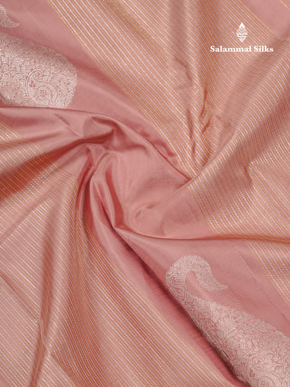 Light Chocolate Pure Kanjivaram Silk Saree With Running Blouse