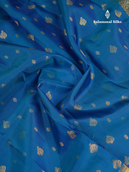Beautiful Blue Puremix Silk Saree With Contrast Dark Brown Blouse