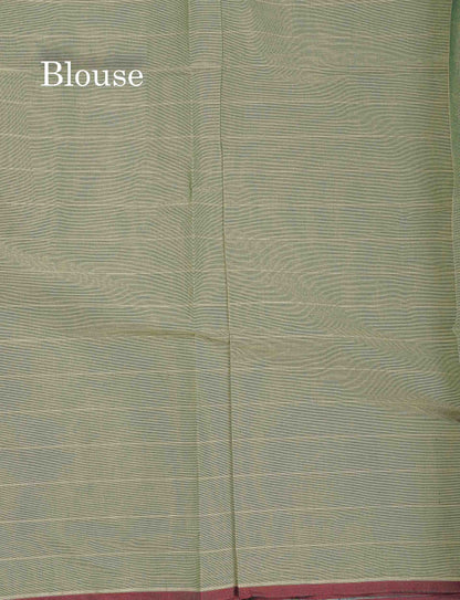 Pure Cotton Saree - Pista Green Colour Body Thread Butta With Blouse