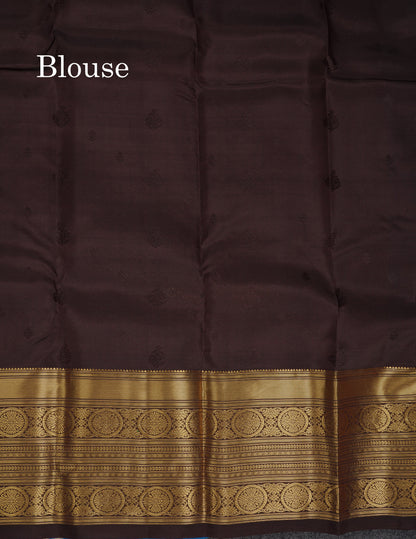 Beautiful Blue Puremix Silk Saree With Contrast Dark Brown Blouse
